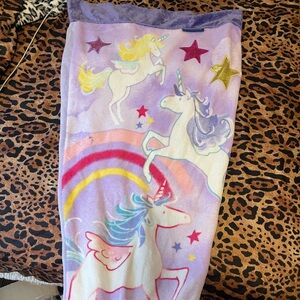 Combo of two unicorn blankets one mermaid tail one throw